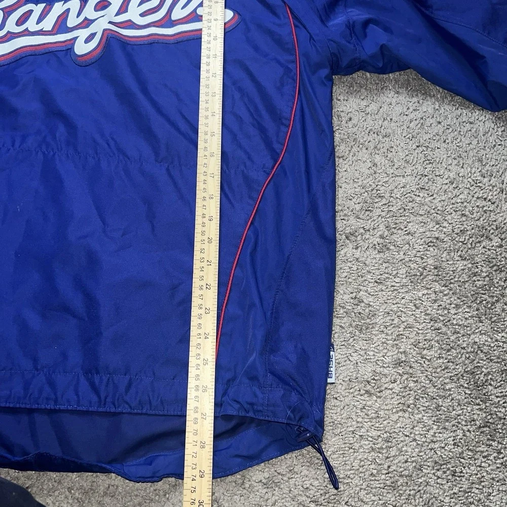 Rangers Majestic Pullover Zip Off Sleeves Windbreaker Large Kangaroo Pocket Rv